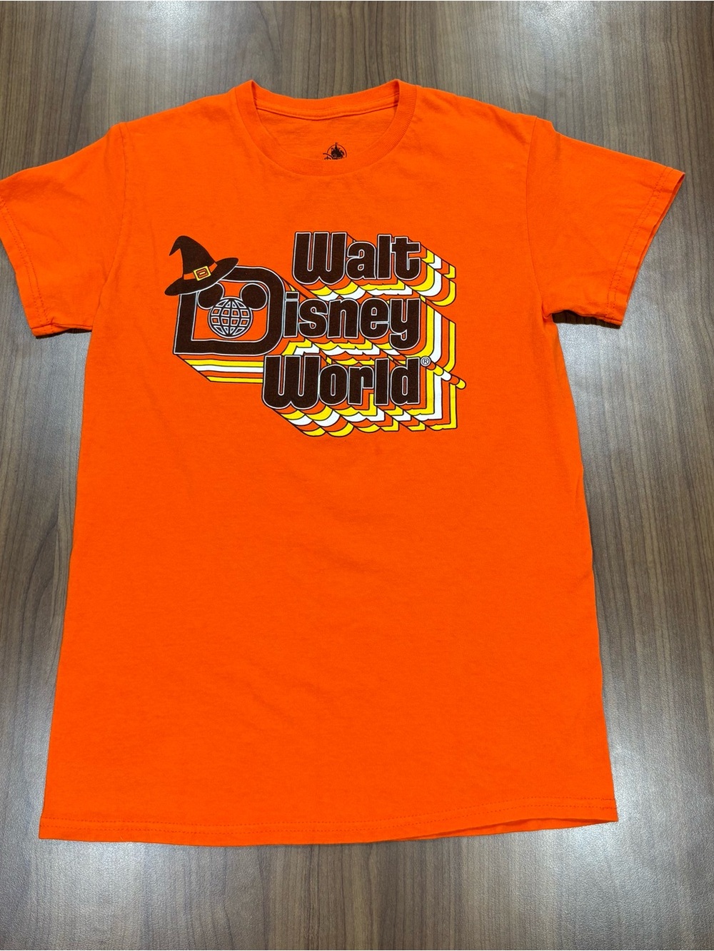 Disney World Retro Halloween Shirt Orange XS Candy Corn Witch Hat
